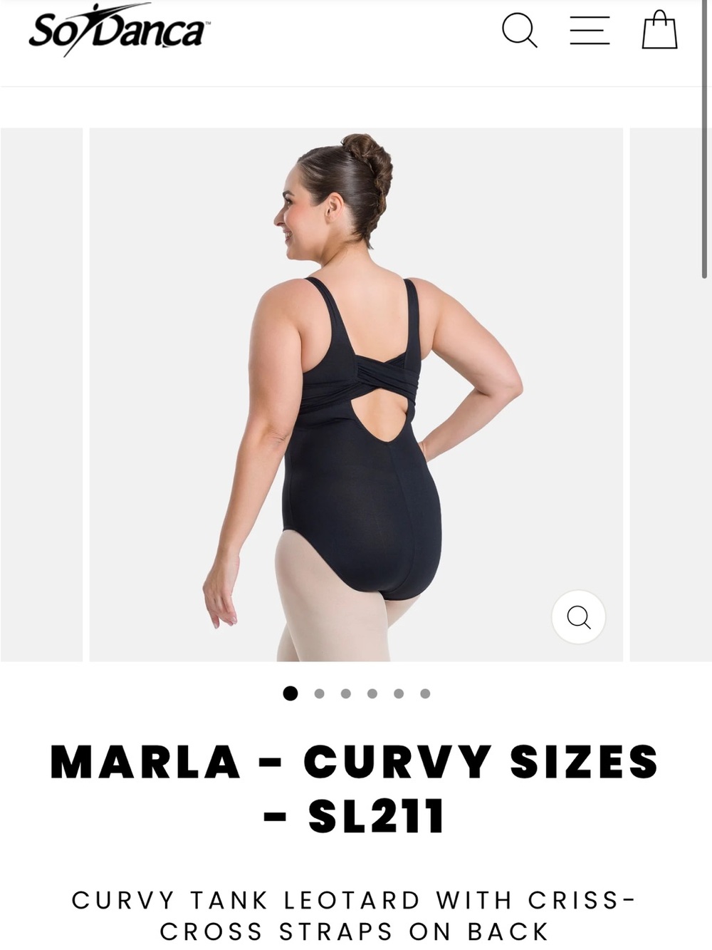 So Danca Marla Curvy SMALL dance leotard - Black